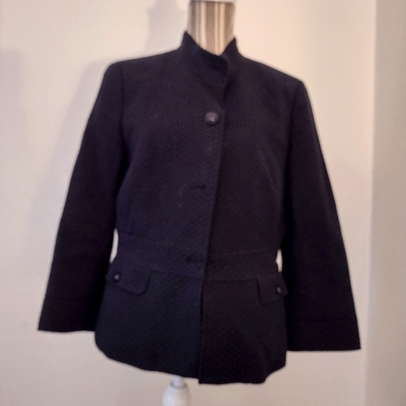 Talbots Black Button Front Jacket Size 10 - Picture 1 of 11